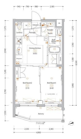 エストゥルース亀戸の物件間取画像